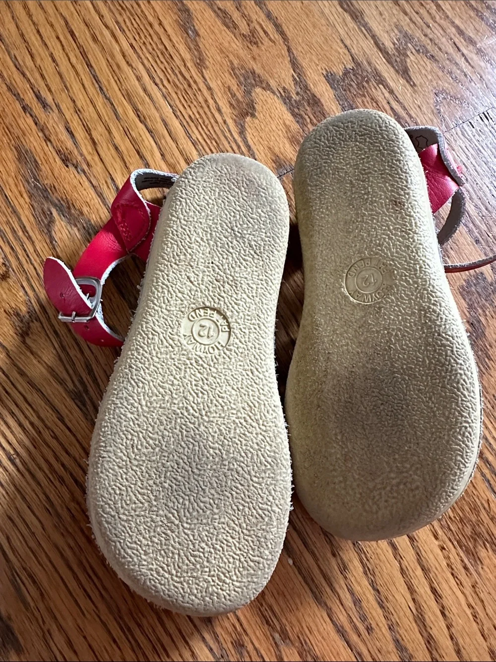 Sun San Swimmer Red Leather Kids Sandals